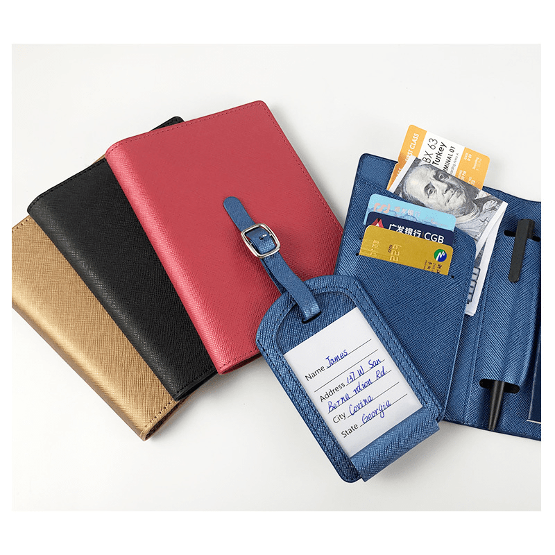 Passport Cover & Luggage Tag Set with Pen Insert