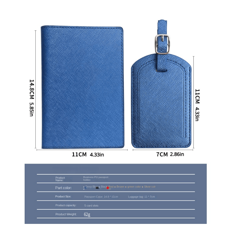 Passport Cover & Luggage Tag Set with Pen Insert
