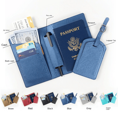 Passport Cover & Luggage Tag Set with Pen Insert
