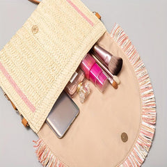 Minimalist Square Straw Bag Colorful Tassel Women's Travel Bag