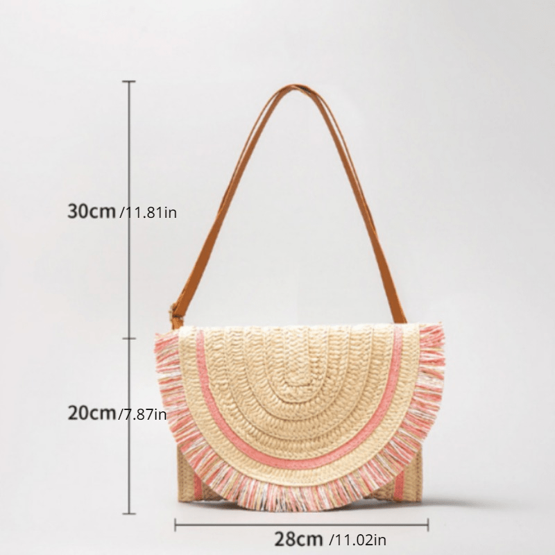 Minimalist Square Straw Bag Colorful Tassel Women's Travel Bag