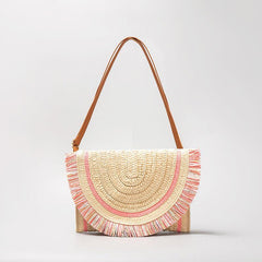 Minimalist Square Straw Bag Colorful Tassel Women's Travel Bag