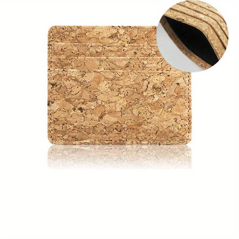 Retro Wooden Pattern Card Holder Horizontal Bag Up To 4 Cards
