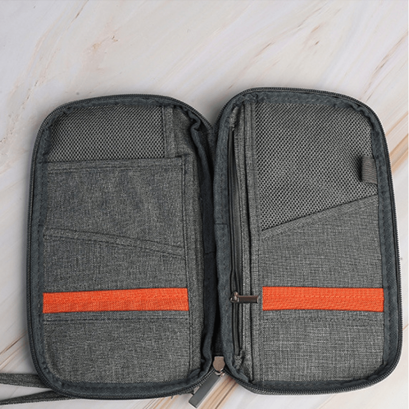 Solid Zipper Wallet Ticket Clip Passport Holder Coin Purse
