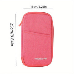 Solid Zipper Wallet Ticket Clip Passport Holder Coin Purse