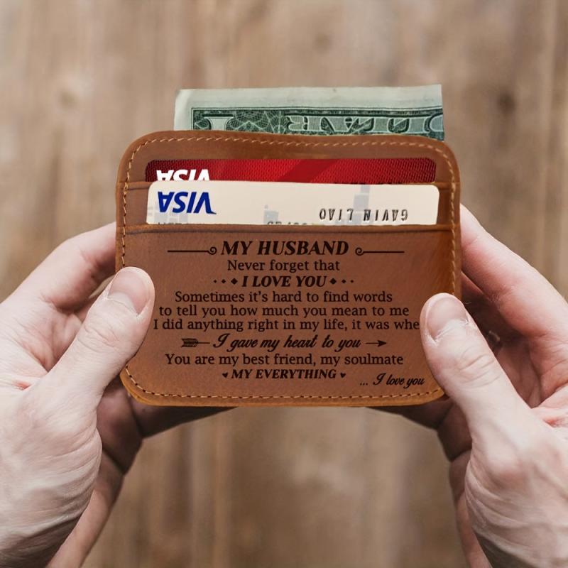 Men's PU Wallet Coin Purse Money Card Case Gift From Wife