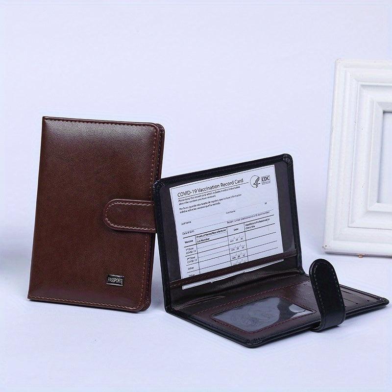 Men's Women's Red Leather Wallet Passport Case Money Holder