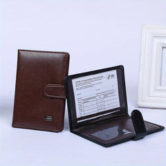 Men's Women's Red Leather Wallet Passport Case Money Holder