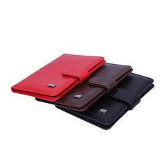 Men's Women's Red Leather Wallet Passport Case Money Holder