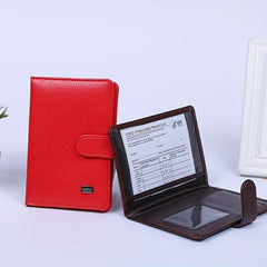Men's Women's Red Leather Wallet Passport Case Money Holder