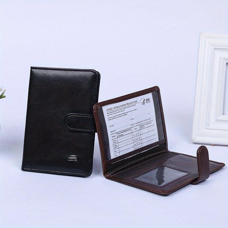Men's Women's Red Leather Wallet Passport Case Money Holder