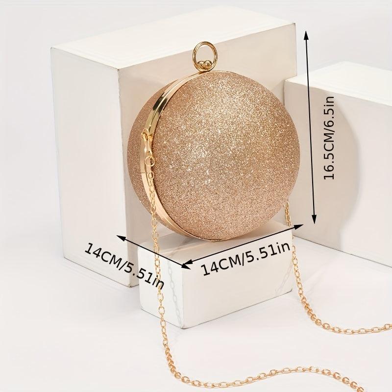 Glitter Clutch Round Wallet Evening Bag Stylish Satchel With Bead Strap
