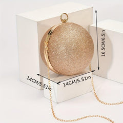 Glitter Clutch Round Wallet Evening Bag Stylish Satchel With Bead Strap