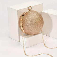 Glitter Clutch Round Wallet Evening Bag Stylish Satchel With Bead Strap