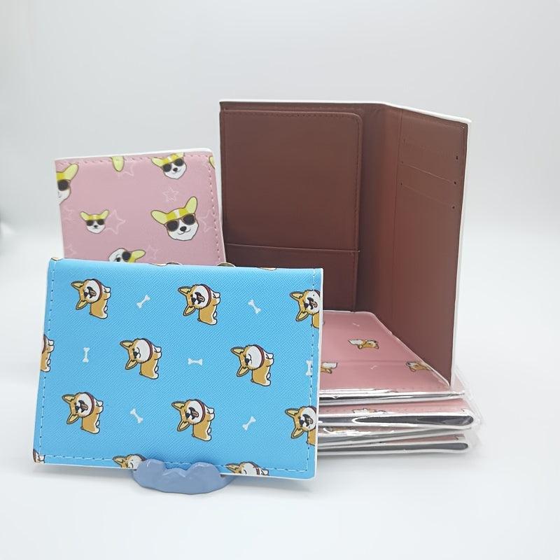 Cartoon Puppy Passport Case PU Leather Waterproof Holder