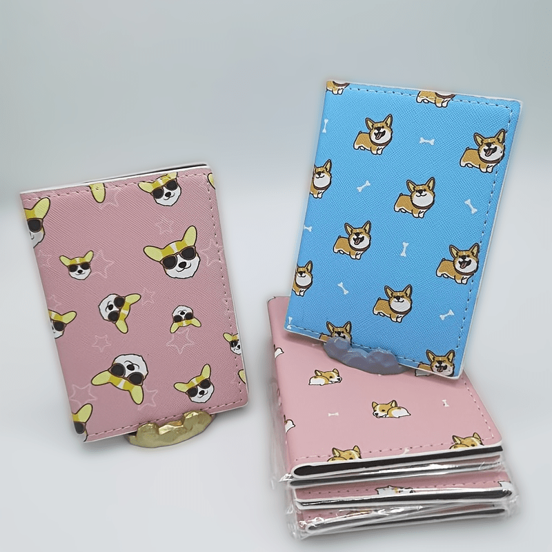 Cartoon Puppy Passport Case PU Leather Waterproof Holder