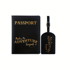 Passport Case & Luggage Tag Set PU Leather Lightweight Holder Protective Cover