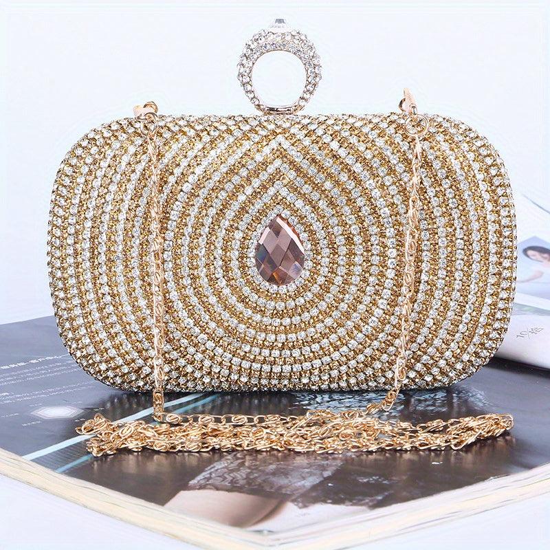 Glitter Rhinestone Evening Clutch Dinner Purse Formal Banquet Handbag