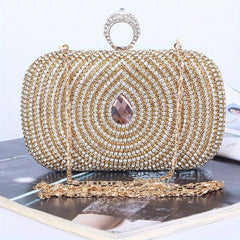 Glitter Rhinestone Evening Clutch Dinner Purse Formal Banquet Handbag