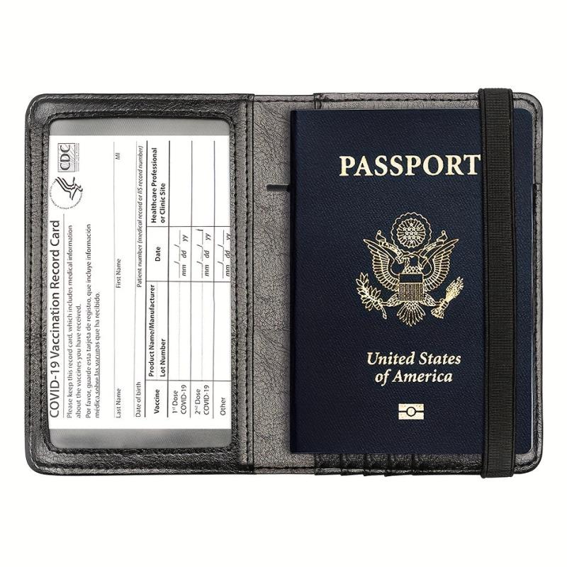 Passport & Vaccine Card Holder Combo Case with CDC Vaccination Slot