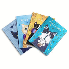 Cat Passport Holder PU Leather Cartoon Travel