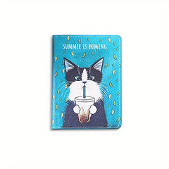 Cat Passport Holder PU Leather Cartoon Travel