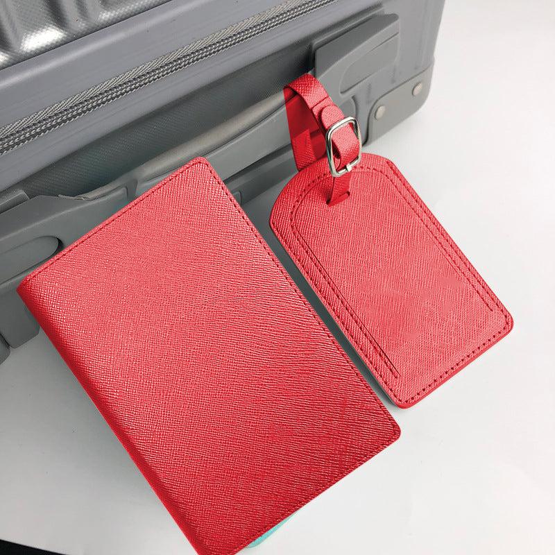 Passport Cover & Luggage Tag Set Oil Edge Pu Leather