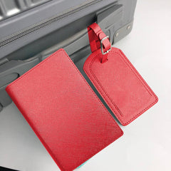 Passport Cover & Luggage Tag Set Oil Edge Pu Leather
