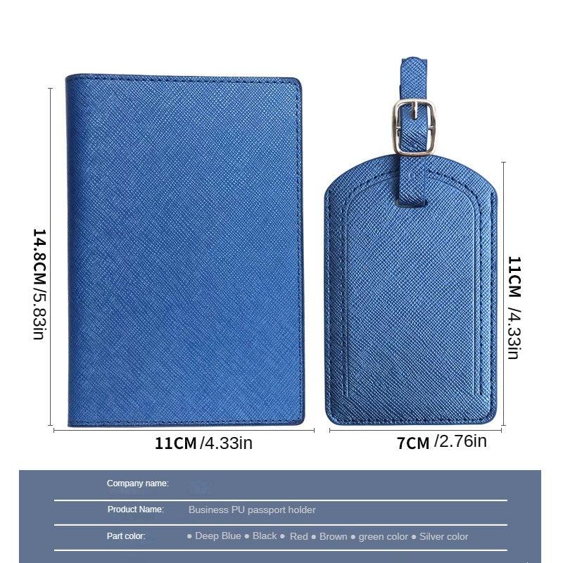 Passport Cover & Luggage Tag Set Oil Edge Pu Leather