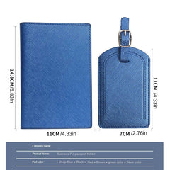 Passport Cover & Luggage Tag Set Oil Edge Pu Leather