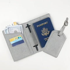 Passport Cover & Luggage Tag Set Oil Edge Pu Leather