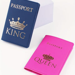 2pcs Navy Rose Red Passport Protective Cover Lightweight PU Leather Bag
