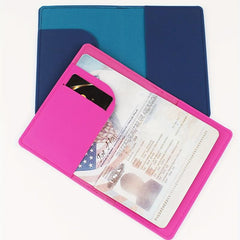 2pcs Navy Rose Red Passport Protective Cover Lightweight PU Leather Bag