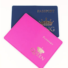 2pcs Navy Rose Red Passport Protective Cover Lightweight PU Leather Bag