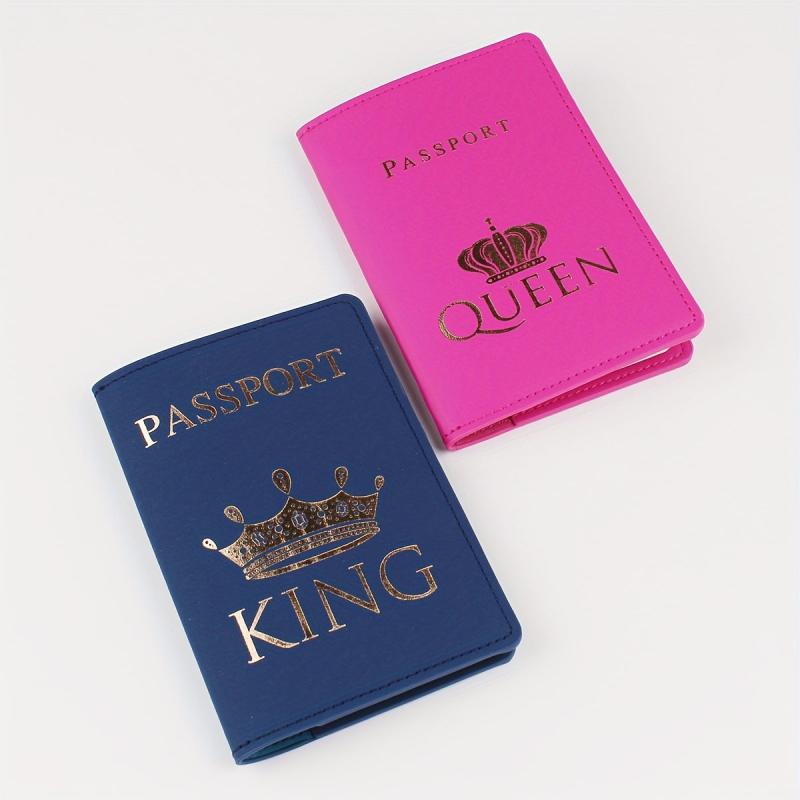 2pcs Navy Rose Red Passport Protective Cover Lightweight PU Leather Bag
