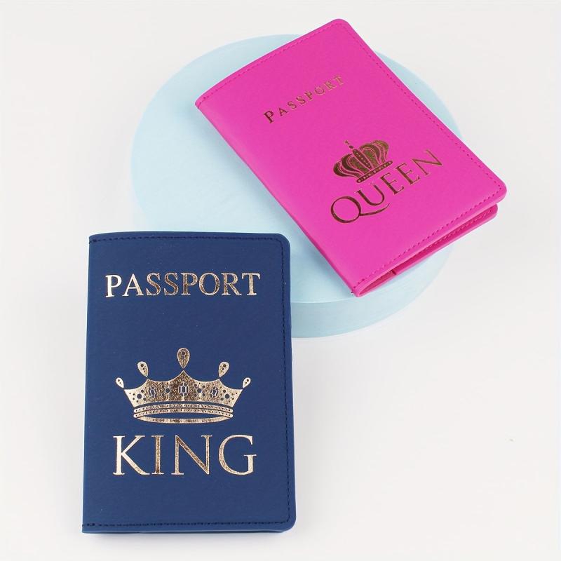 2pcs Navy Rose Red Passport Protective Cover Lightweight PU Leather Bag