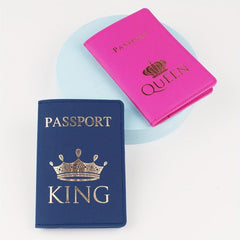 2pcs Navy Rose Red Passport Protective Cover Lightweight PU Leather Bag