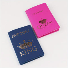 2pcs Navy Rose Red Passport Protective Cover Lightweight PU Leather Bag