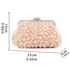 Pearl Flower Evening Bag Rhinestones Buckle Chain Clutch