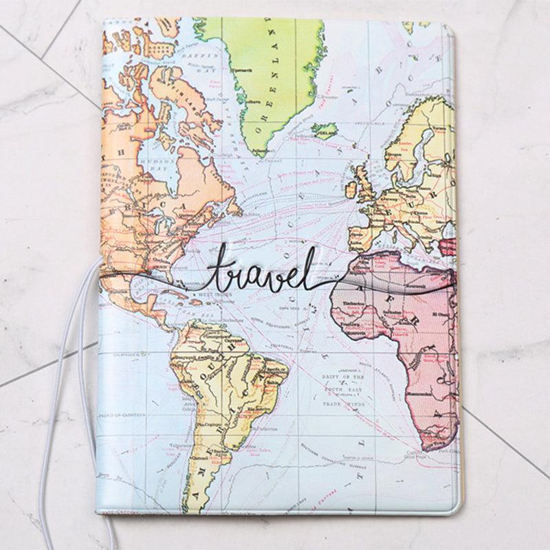 3D Map Passport Holder Travel Set PU Leather Passport Protector Ticket Bag