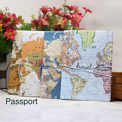 3D Map Passport Holder Travel Set PU Leather Passport Protector Ticket Bag