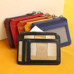 Large Capacity Card Holder Ultra thin Front Pocket PU Leather Zipper Coin Purse