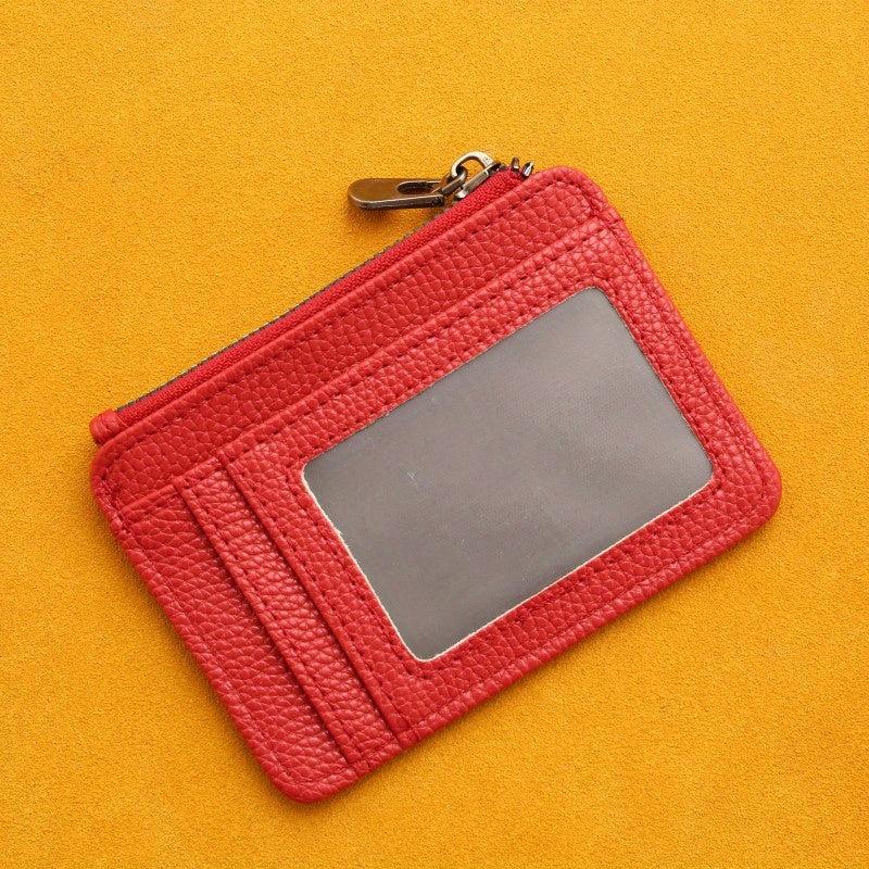 Large Capacity Card Holder Ultra thin Front Pocket PU Leather Zipper Coin Purse