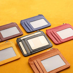 Large Capacity Card Holder Ultra thin Front Pocket PU Leather Zipper Coin Purse