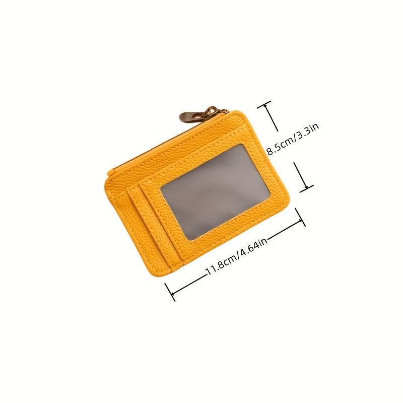 Large Capacity Card Holder Ultra thin Front Pocket PU Leather Zipper Coin Purse