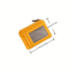 Large Capacity Card Holder Ultra thin Front Pocket PU Leather Zipper Coin Purse