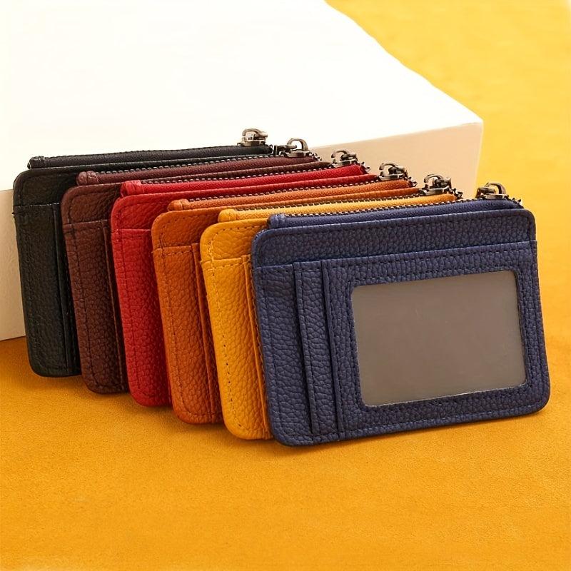 Large Capacity Card Holder Ultra thin Front Pocket PU Leather Zipper Coin Purse