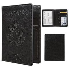 Leather Passport Cover CDC Vaccine Card Holder Combo Travel Case