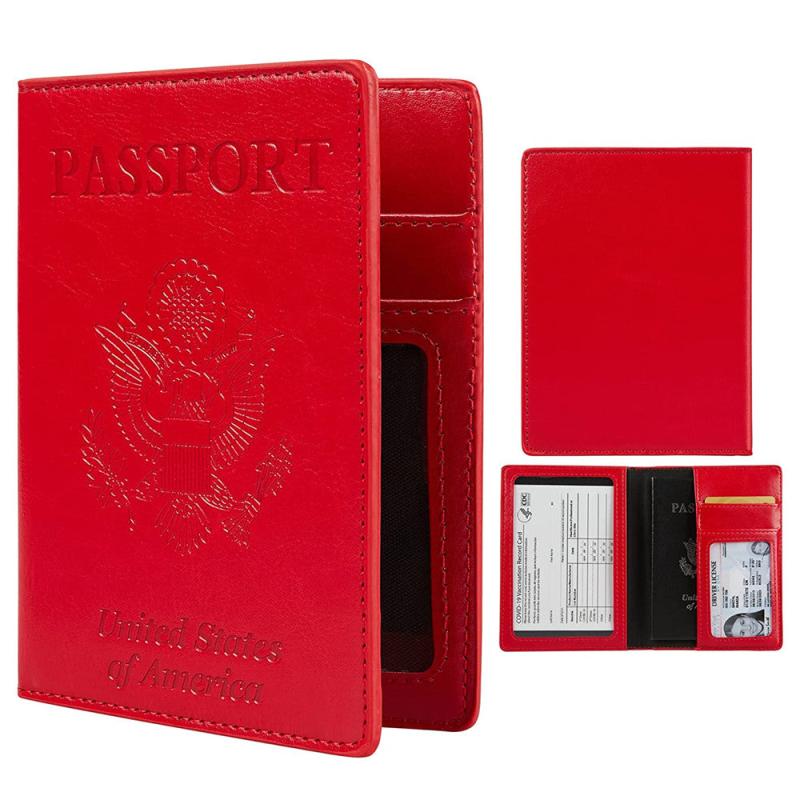Leather Passport Cover CDC Vaccine Card Holder Combo Travel Case