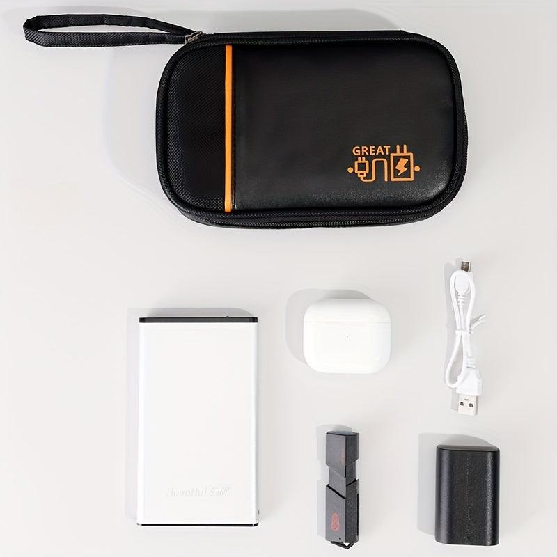 Portable Storage Bag for Data Cables and Passport Holder